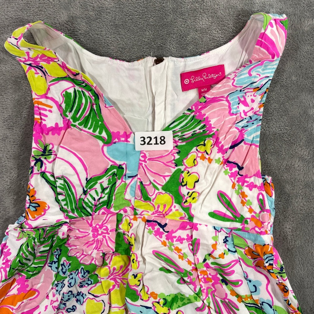 Lilly Pulitzer for Target Dress Women Medium Pink Floral Sleeveless V-Neck Rayon